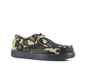 �{���R�� �����Y �V���[�Y �X���b�|���E���[�t�@�[ VolcomChill Composite Toe Work Slip-On Black Camo Print �u���b�N