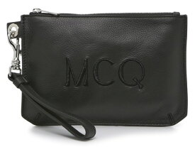 【送料無料】 マックキュー アレキサンダー・マックイーン レディース クラッチバッグ バッグ Logo Stitched Leather Wristlet Black