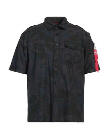 【送料無料】 アルファインダストリーズ メンズ シャツ トップス Patterned shirt Black