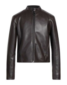 【送料無料】 トラサルディ メンズ ジャケット・ブルゾン アウター Biker jacket Dark brown