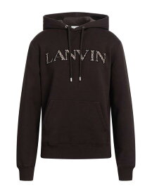 【送料無料】 ランバン メンズ パーカー・スウェット アウター Hooded sweatshirt Dark brown