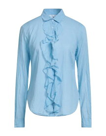 【送料無料】 ヨーロピアンカルチャー レディース シャツ トップス Solid color shirts & blouses Sky blue