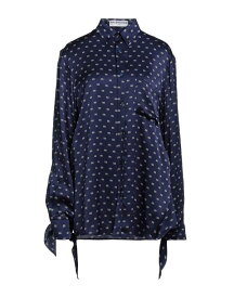 【送料無料】 バレンシアガ レディース シャツ トップス Patterned shirts & blouses Navy blue