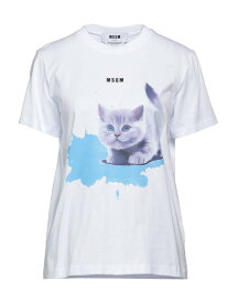 【送料無料】 エムエスジイエム レディース Tシャツ トップス T-shirt White