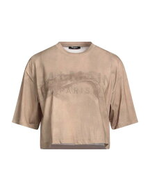 【送料無料】 バルマン レディース Tシャツ トップス T-shirt Beige