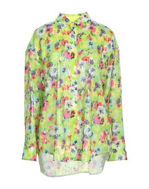 【送料無料】 エムエスジイエム レディース シャツ トップス Floral shirts & blouses Acid green