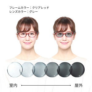 遠近両用メガネ 老眼鏡 調光 変色 調光レンズ 遠近両用 遠近両用眼鏡 レディース おしゃれ 遠近 調光 | レンズ上部度なし、レンズ下部老眼鏡レンズ 調光レンズ 調光ブラウン/調光グレー 3フ