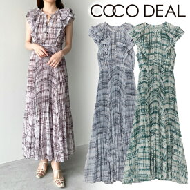 【SALE50%OFF】【即日発送】COCODEAL ココディール チェックプリントプリーツワンピース 73515008 23FW 2023秋冬 新作 キャンセル返品不可