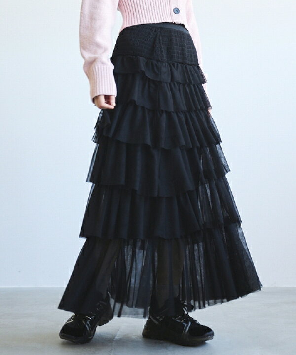 COCO DEAL チュールティアードスカート 