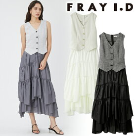 【期間限定12%OFF】【即日発送】FRAY I.D フレイアイディー ショートノーカラージレベストコンビワンピース FWFO241219 24SS 2024春夏 新作 キャンセル返品不可 あす楽