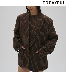�y���������zTODAYFUL �g�D�f�C�t�� Boyfriend Stripe Linen Jacket 12610108 �{�[�C�t�����h�X�g���C�v���l���W���P�b�g 2026spring/summer 2026�t�� �V�� �L�����Z���ԕi�s��