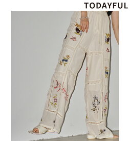 【追加生産決定】【予約商品】TODAYFUL トゥデイフル /Embroidery Patchwork Trousers 12410703 エンブロイダリーパッチワークトラウザーズ 8月上～9月上入荷予定 後払い決済利用不可 2024Spring/Summer 2024春夏 新作 キャンセル返品不可 予約