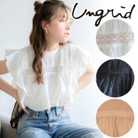 【期間限定10%OFF】【予約商品】Ungrid アングリッド コットンノースリフリルブラウス 112430494401 5月末～6月末入荷予定 後払い決済利用不可 24SS 2024春夏 新作 キャンセル返品不可 予約