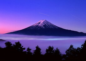 絵画風 壁紙ポスター (はがせるシール式) 紫富士 富士山と流れ星 神秘的 瞑想 キャラクロ FJS-045A1 (A1版 830mm×585mm) ＜日本製＞ ウォールステッカー お風呂ポスター