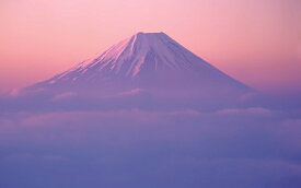 絵画風 壁紙ポスター (はがせるシール式) 紅富士 夕焼けの富士山と霧の雲海 赤富士 キャラクロ FJS-054W1 (ワイド版 921mm×376mm) ＜日本製＞ ウォールステッカー お風呂ポスター