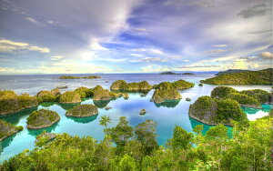 絵画風 壁紙ポスター (はがせるシール式) 西パプアの島々 インドネシア ニューギニア島 海 海 キャラクロ SILD-018W2 (ワイド版 603mm×376mm) <日本製> ウォールステッカー お風呂ポスター