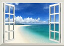 絵画風 壁紙ポスター (はがせるシール式) -窓の景色- 爽快な海と...