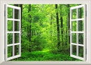 絵画風 壁紙ポスター (はがせるシール式) -窓の景色- 森林 森林...