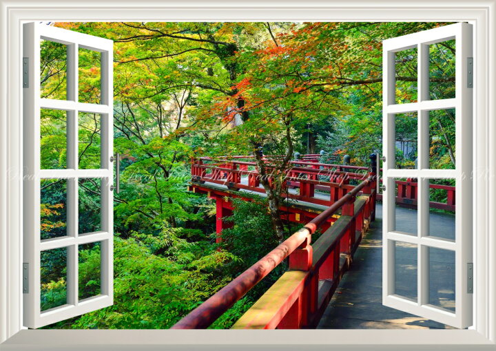 楽天市場 絵画風 壁紙ポスター はがせるシール式 窓の景色 森 お宮 日本庭園 森林 森林浴 緑 紅葉 黄葉 目の保養 癒し 色彩 窓仕様 トリックアート キャラクロ Snr 019ma2 版 594mm 4mm 日本製 ウォールステッカー お風呂ポスター レアル