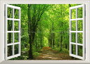 絵画風 壁紙ポスター (はがせるシール式) -窓の景色- 森林と小道...