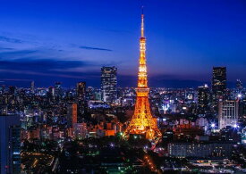 絵画風 壁紙ポスター (はがせるシール式) 東京タワー 夜景 キャラクロ TKT-004A1 (A1版 830mm×585mm) ＜日本製＞ ウォールステッカー お風呂ポスター