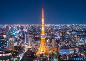 絵画風 壁紙ポスター (はがせるシール式) 東京タワー 夜景 キャラクロ TKT-005A2 (A2版 594mm×420mm) ＜日本製＞ ウォールステッカー お風呂ポスター