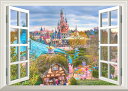 絵画風 壁紙ポスター (はがせるシール式) -窓の景色- ディズニー...