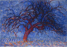 絵画風 壁紙ポスター (はがせるシール式) 【フルサイズ版】 ピエト・モンドリアン Evening：The Red Tree 1908-10年 抽象絵画 キャラクロ K-MND-005S1 (828mm×585mm) ＜日本製＞ ウォールステッカー お風呂ポスター