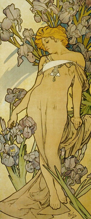 楽天市場 絵画風 壁紙ポスター はがせるシール式 アルフォンス ミュシャ 連作 花 4部作 アイリス 18年 4 Flowers アールヌーヴォー キャラクロ K Mch 024s2 290mm 697mm 建築用壁紙 耐候性塗料 インテリア レアルインターショップ