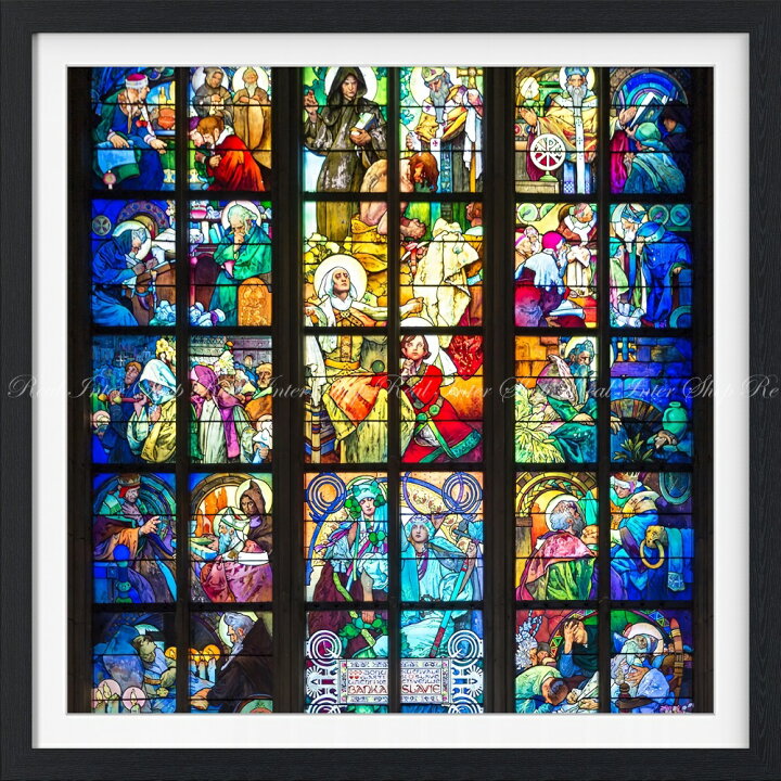 楽天市場 絵画風 壁紙ポスター はがせるシール式 ミュシャの窓 絵画 アルフォンス ミュシャ プラハ聖ヴィート大聖堂 ステンドグラス絵画 1930年代 額縁印刷 トリックアート キャラクロ K Mch 014sgf1 594mm 594mm 建築用壁紙 耐候性塗料 インテリア