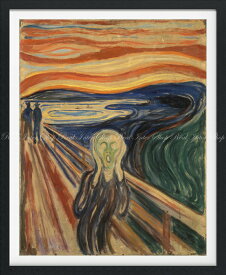 絵画風 壁紙ポスター (はがせるシール式) エドヴァルド・ムンク 叫び(テンペラ画) The Scream 1910年 生命のフリーズ ムンク美術館 【額縁印刷／トリックアート】 キャラクロ K-MNC-005SGF1 (585mm×713mm) ＜日本製＞ ウォールステッカー お風呂ポスター