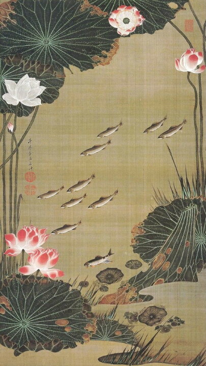 楽天市場 絵画風 壁紙ポスター はがせるシール式 伊藤若冲 蓮池遊魚図 えんちゆうぎょず じゃくちゅう 生誕300年 キャラクロ K Itj 029s2 339mm 603mm 建築用壁紙 耐候性塗料 インテリア レアルインターショップ