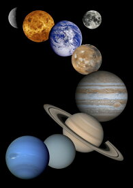 絵画風 壁紙ポスター (はがせるシール式) 太陽系の惑星 水星 金星 地球 月 宇宙 天体 神秘 パワー キャラクロ SPC-010A2 (A2版 420mm×594mm) ＜日本製＞ ウォールステッカー お風呂ポスター
