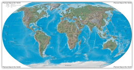 絵画風 壁紙ポスター (はがせるシール式) 世界地図 モルワイデ図法 立体感 インテリア アート キャラクロ WMP-008S1 (1136mm×576mm) ＜日本製＞ ウォールステッカー お風呂ポスター