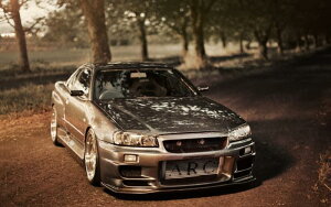 �G�敗 �ǎ��|�X�^�[ (�͂�����V�[����) ���Y �X�J�C���C�� GT-R R34 �S�[���h 1999�N �L�����N�� NR34-004W2 (���C�h�� 603mm×376mm) �����{���� �E�H�[���X�e�b�J�[ �����C�|�X�^�[