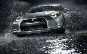 �G�敗 �ǎ��|�X�^�[ (�͂�����V�[����) ���Y GT-R R35 �O���^ 2008�N �V���o�[ �L�����N�� NR35-010W2 (���C�h�� 603mm×376mm) �����{���� �E�H�[���X�e�b�J�[ �����C�|�X�^�[