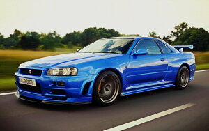 �G�敗 �ǎ��|�X�^�[ (�͂�����V�[����) ���Y �X�J�C���C�� GT-R R34 5���GT-R �`���[�j���O�J�[ 1999�N �j�b�T�� �L�����N�� NR34-010W2 (���C�h�� 603mm×376mm) �����{���� �E�H�[���X�e�b�J�[ ����