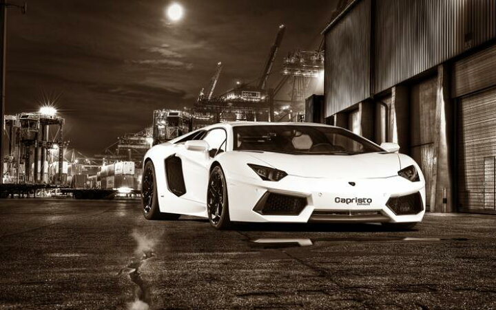 楽天市場 絵画風 壁紙ポスター はがせるシール式 ランボルギーニ アヴェンタドール Lp700 4 白 夜景 セピア キャラクロ Lavd 026w1 ワイド版 921mm 576mm 建築用壁紙 耐候性塗料 インテリア レアルインターショップ