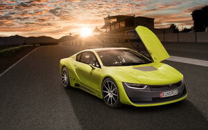 絵画風 壁紙ポスター (はがせるシール式) Rinspeed Etos コンセプト BMW i8 2015年 自動運転車 ドローン搭載 キャラクロ BMI8-018W1 (ワイド版 921mm×576mm) <日本製> ウォールステッカー お風呂ポスター