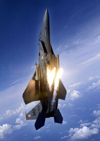 絵画風 壁紙ポスター (はがせるシール式) 戦闘機 F-15E ストライク イーグル 垂直飛行 米空軍 キャラクロ UAFT-006A1 (A1版 585mm×830mm) ＜日本製＞ ウォールステッカー お風呂ポスター
