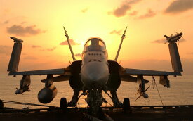 絵画風 壁紙ポスター (はがせるシール式) 戦闘機 F/A-18E スーパーホーネット USS 空母 ジョンCステニス キャラクロ UAFT-011W1 (ワイド版 921mm×576mm) ＜日本製＞ ウォールステッカー お風呂ポスター