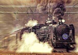 絵画風 壁紙ポスター (はがせるシール式) 蒸気機関車 SL C61 復活号 キャラクロ JKS-002A2 (A2版 594mm×420mm) <日本製> ウォールステッカー お風呂ポスター