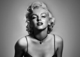 絵画風 壁紙ポスター (はがせるシール式) マリリン モンロー Marilyn Monroe モノクロ キャラクロ MAM-005A2 (A2版 594mm×420mm) ＜日本製＞ ウォールステッカー お風呂ポスター