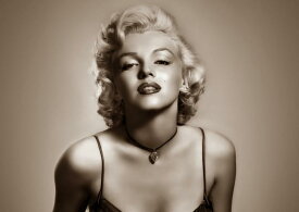 絵画風 壁紙ポスター (はがせるシール式) マリリン モンロー Marilyn Monroe セピア キャラクロ MAM-006A2 (A2版 594mm×420mm) ＜日本製＞ ウォールステッカー お風呂ポスター
