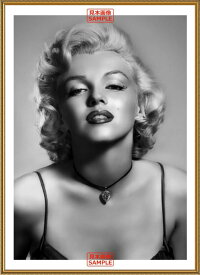 絵画風 壁紙ポスター (はがせるシール式) マリリン モンロー Marilyn Monroe モノクロ 【額縁印刷／トリックアート】 キャラクロ MAM-012SGE2 (431mm×594mm) ＜日本製＞ ウォールステッカー お風呂ポスター