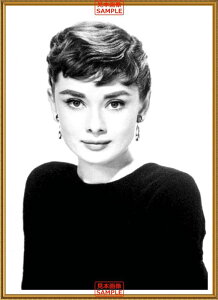 絵画風 壁紙ポスター (はがせるシール式) オードリー ヘプバーン ローマの休日 【額縁印刷/トリックアート】 キャラクロ AHB-001SGE1 (585mm×805mm) <日本製> ウォールステッカー お風呂ポスタ