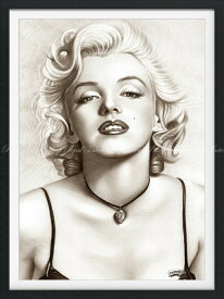 絵画風 壁紙ポスター (はがせるシール式) マリリン モンロー Marilyn Monroe アート セピア 【額縁印刷／トリックアート】 キャラクロ MAM-010SGF2 (442mm×594mm) ＜日本製＞ ウォールステッカー お風呂ポスター