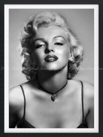 絵画風 壁紙ポスター (はがせるシール式) マリリン モンロー Marilyn Monroe モノクロ 【額縁印刷／トリックアート】 キャラクロ MAM-012SGF2 (442mm×594mm) ＜日本製＞ ウォールステッカー お風呂ポスター