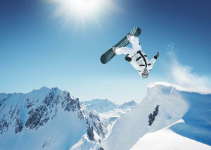 絵画風 壁紙ポスター (はがせるシール式) スノーボード フリースタイル スノーボードクロス エア スピントリック 雪 キャラクロ SNWB-008A1 (A1版 830mm×585mm) <日本製> ウォールステッカー お風