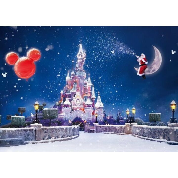 楽天市場 絵画風 壁紙ポスター ディズニーワールド クリスマスのシンデレラ城とサンタクロース 三日月 雪景色 キャラクロ Dnw 014a2 版 594mm 4mm レアルインターショップ